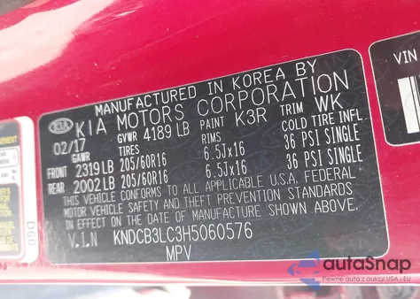 2017 Kia Niro Lx from USA, damaged, VIN KNDCB3LC3H5060576